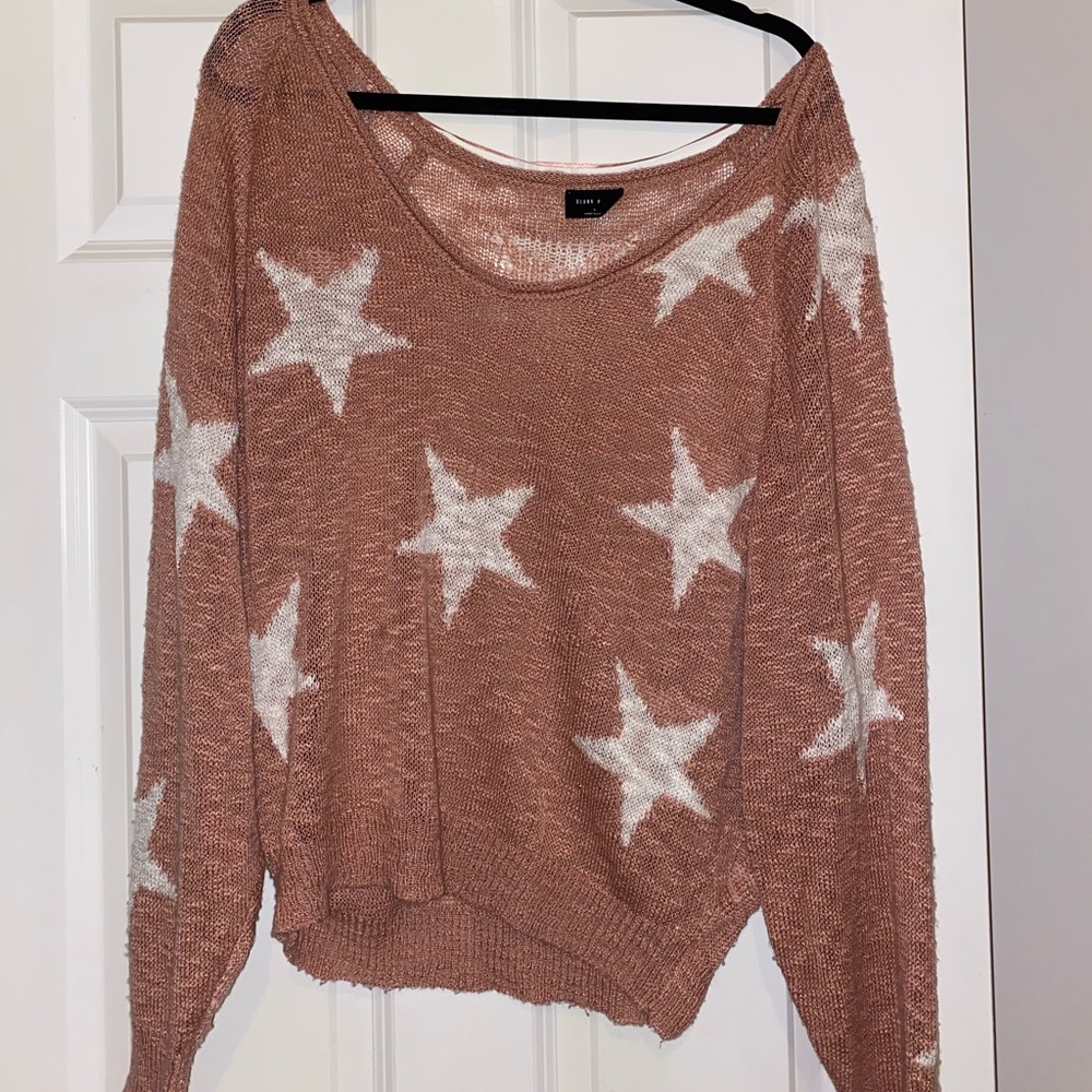 Blank Page Pink Star Sweater Size Large
